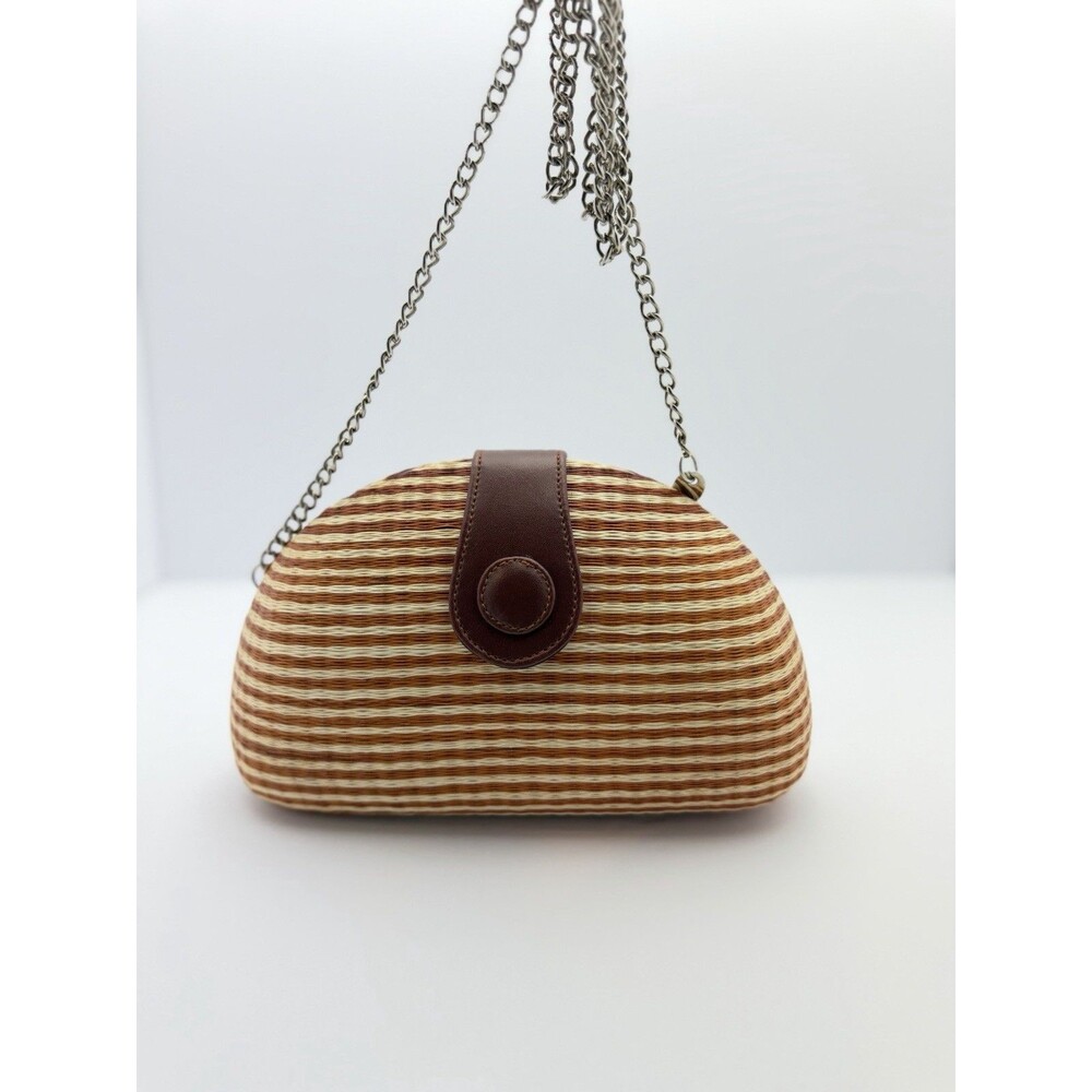 Vintage LC SAC Structured Woven Chain Strap Clutch Crossbody Bag